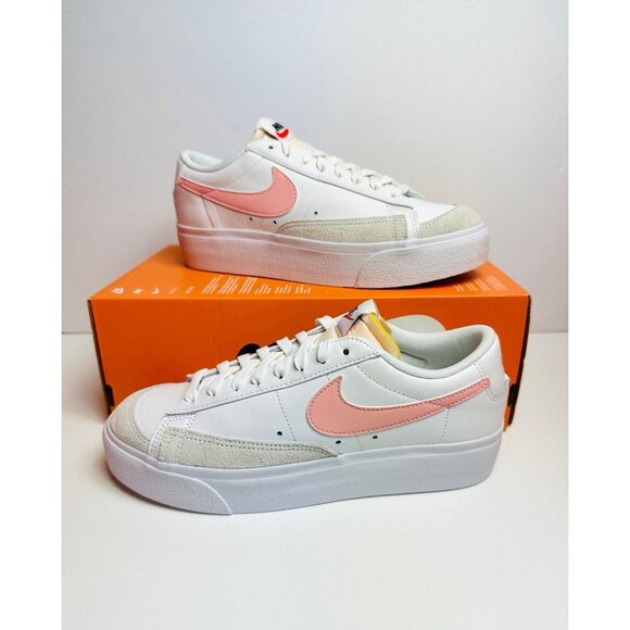 Size 10 - Nike Blazer Low Platform White Pink DJ0292-103 Wms Shoes - Picture 1 of 7